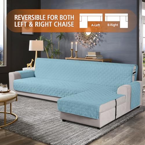 VANSOFY Upgraded Sectional Couch Covers 100% Waterproof L Shaped Sofa Slipcover Reversible Chaise Lounge Cover for Sectional Sofa Furniture Protector Cover for Pets Dog Cat(Small, Off White)