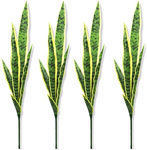 Bird Fiy Artificial Snake Plants 30" Faux Agave Fake Sansevieria Artificial Silk Plant for Home Garden Office Store Decoration 4 Pcs (Green)