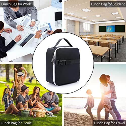 XQXA Insulated Lunch Bag - Reusable Lunch Box Thickened Thermal Soft Leakproof Lunch Tote Bag for Adult Office/Travel Picnic (Black-L)