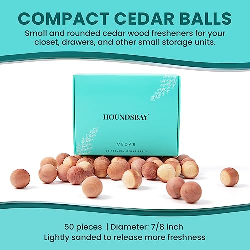 50 Cedar Balls for Clothes - Fresh Cedar Smell for Closets and Drawers - Protection for Clothes - Cedar Closet Freshener & Protects Clothes - Wood Block for Clothes, Closet and Drawer