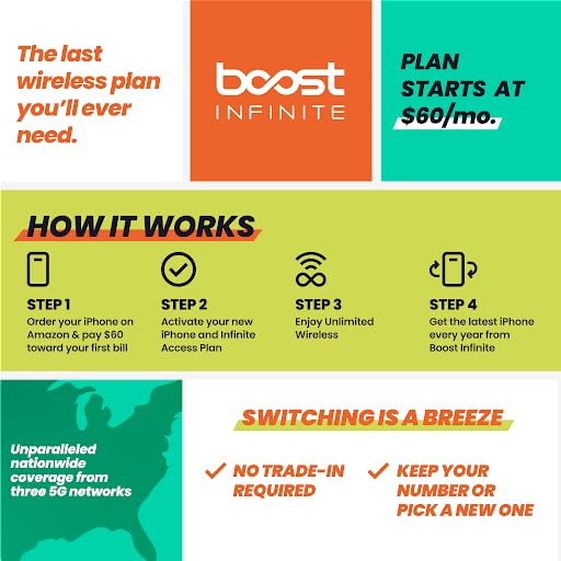 Boost Infinite iPhone 15 (512 GB) — Pink [Locked]. Requires unlimited plan starting at $60/mo.