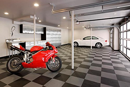 Big Floors GarageDeck Coin Pattern, Durable Copolymer Interlocking Modular Non-Slip Garage Flooring Tile (12 Pack), Graphite