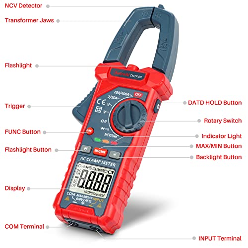 AstroAI Digital Clamp Meter Multimeter 2000 Counts Amp Voltage Tester Auto-ranging with AC/DC Voltage, AC Current, Resistance, Capacitance, Continuity, Live Wire Test, Non-Contact Voltage Detection