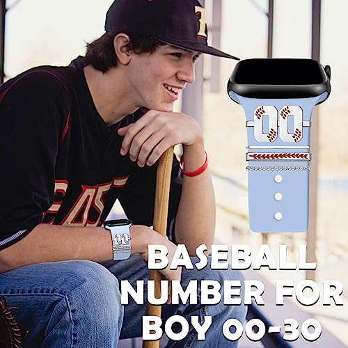 YeeCASE Baseball Number Watch Charms for Boy 00-30 Athletes Jersey Number Decorative Rings Loops Compatible with Apple Watch Accessories 45mm 44mm 42mm 41mm 40mm 38mm iWatch Series 8 7 6 5 4 3 2 1(No Watch Band) (22-Silver)