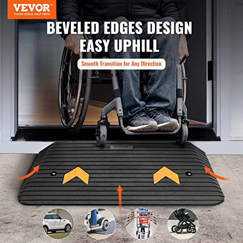 VEVOR 3" Rise Recycled Rubber Threshold Ramp for Wheelchairs & Scooters - Non-Slip Surface, 33069 Lbs Load Capacity