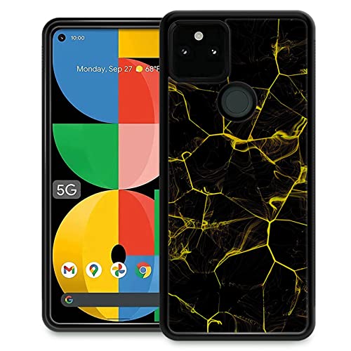 Goodsprout Compatible with iPhone 15 Plus Case,Black Yellow Marble Floor Amazing Pattern Design Shockproof Anti-Scratch Hard PC Back Case for iPhone 15 Plus