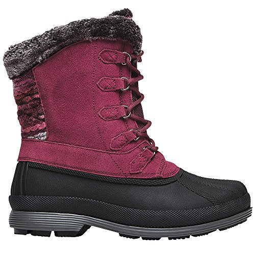 Propét Women's Lumi Tall Lace Snow Boot, Black/White, 7.5 Medium US