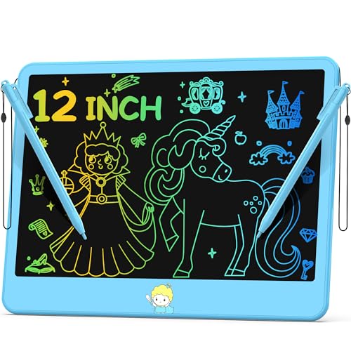 Hockvill LCD Writing Tablet for Kids 12 Inch, Kids Learning Toys Drawing Pad for Boys Girls, Erasable Doodle Board for Toddlers 3 4 5 6 7 8 Year Old Travel Essentials, Christmas Birthday Gift for Kids