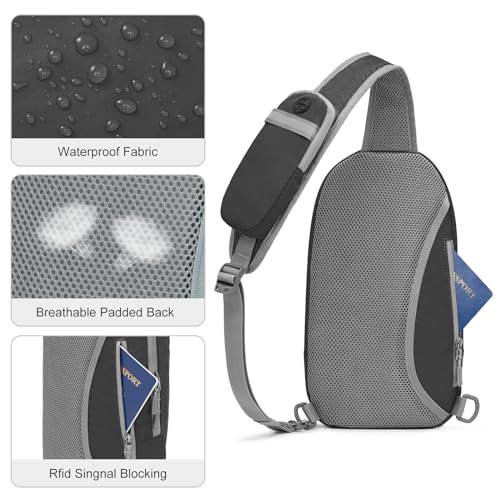 G4Free Sling Bag RFID Blocking Lightweight Crossbody Backpack Chest Shoulder Bag for Travel Sports Running Hiking (Black)