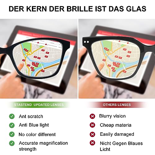 STASTEND 4 Pack Progressive Multifocus Reading Glasses for Women Men Spring Hinge Blue Light Blocking Readers (MIX, 1.75, x)