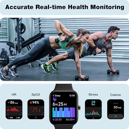 Fitpolo Smart Watch for Men Women,1.8” Touchscreen, Bluetooth Call, Alexa Built-in,24/7 Heart Rate, SpO2 Monitor, Step Counting, Sleep Tracking,IP68 Waterproof Fitness Tracker Watch for Android iPhone