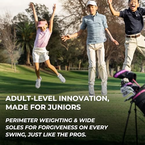 Precise XD-J Junior Golf Clubs Set – Right & Left Hand Options – Kids Golf Clubs for Ages 3-5, 6-8, 9-12 – Lightweight Graphite Shafts, Hybrid Club, Stand Bag – Boys & Girls Golf Set