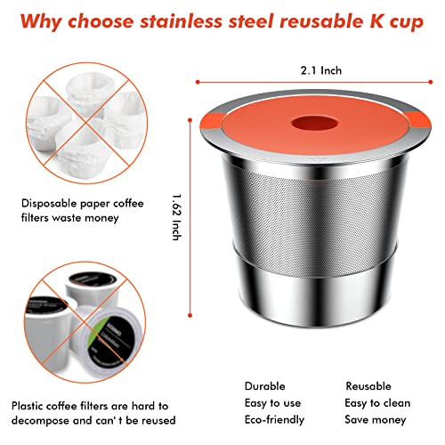 Reusable K Cups For Keurig keurig reusable coffee pods Compatible with 1.0 and 2.0 Keurig Single Cup Coffee Maker Stainless Steel K Cup,Non-BPA(1 pack)