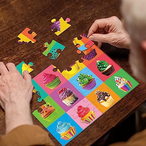 sunhigh Dementia Puzzles for Elderly, 30 Piece Cupcakes Jigsaw Puzzle, Alzheimer’s Products and Activities for Seniors