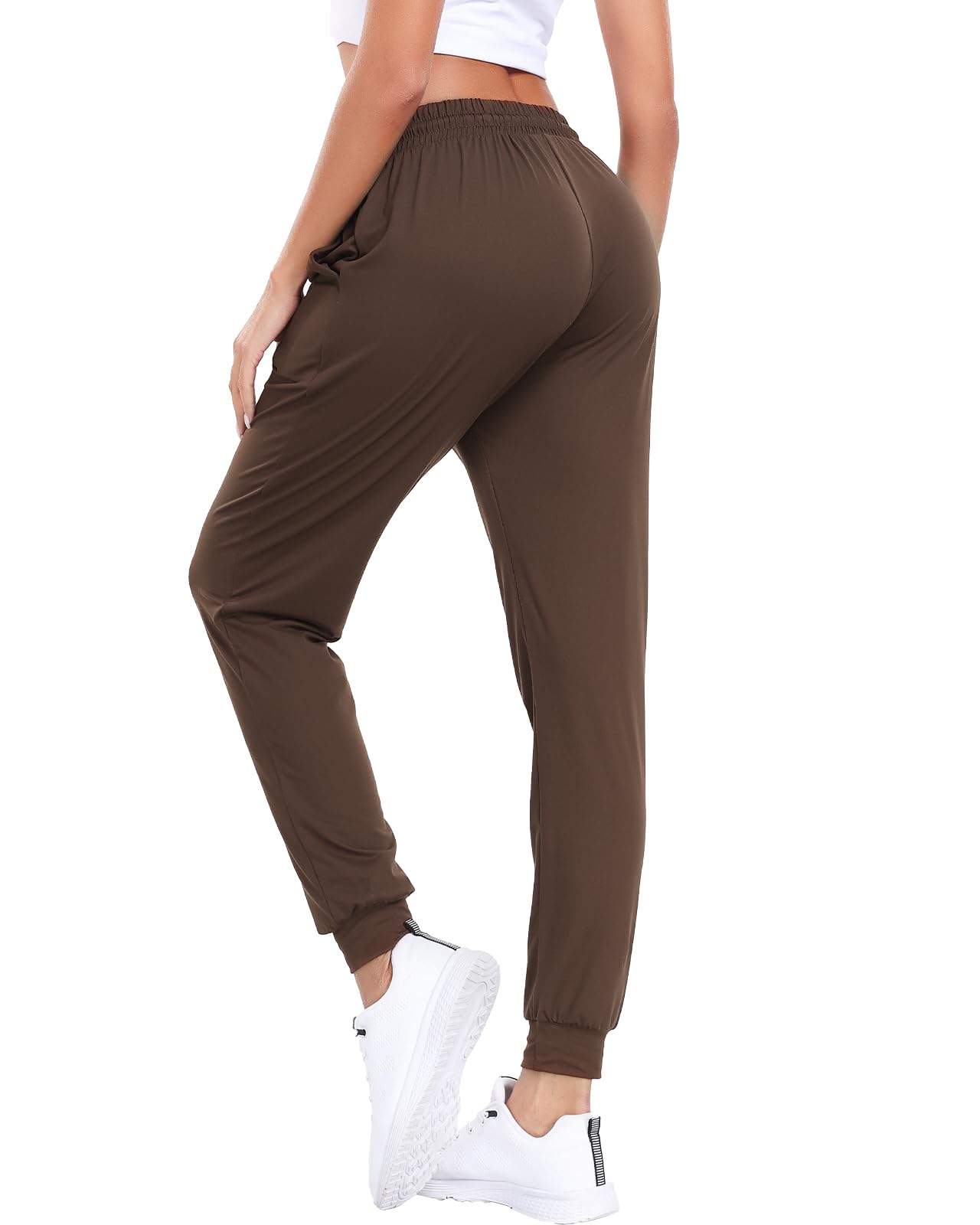 Mgput 4 Pack Women's Joggers Pants with Pockets-Women Lightweight Sweatpants for Running Yoga Athletic Casual Pants(TYP601-1XL/2XL-B/MGR/GR/BRO)