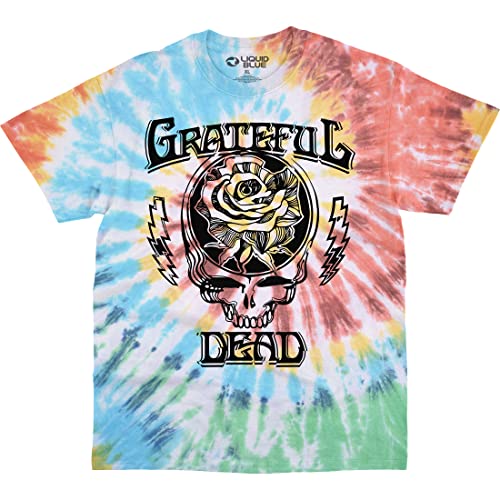 Liquid Blue Men's Standard Grateful Dead Roosevelt Steal Your Face Rose, Tie Dye