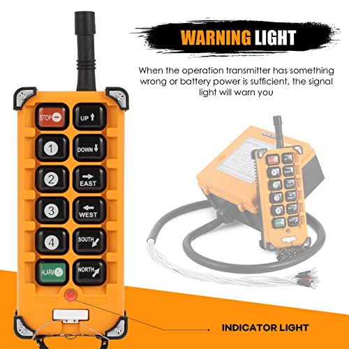 NEWTRY Wireless Crane Remote Control 12 Buttons 12V Industrial Channel Hoist Controller Electric Lift Wireless Switch Transmitter Receiver
