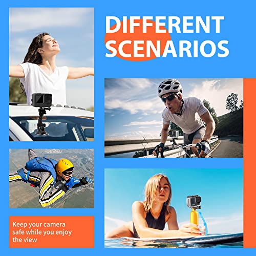 HONGDAK Action Camera Accessories Kit for GoPro Hero 12 11 10 9 Black, Waterproof Housing+Silicone Case+3Way Adjustable Arm+Head Chest Wrist Strap+Bike Mount+Suction Cup+Floating Grip Bundle Set 63in1