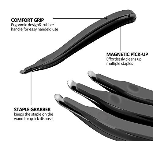 KTRIO 4 Pack Staple Remover Professional Magnetic Easy Staple Removers Stapler Remover Staple Remover Tool Staple Puller Remover Staple Stick Staple Pullers for Office, School and Home, Black