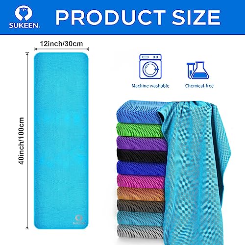 Sukeen Cooling Towels for Neck and Face, 4 Pack cooling towels for hot weather (40"x12"), Cooling Rags for Yoga, Sport, Running, Workout,Gym, Camping, Fitness, Workout & More Activities