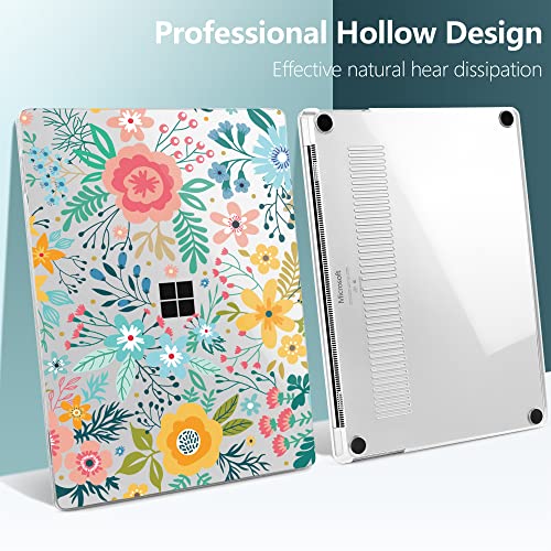 TWOLSKOO Case for 13.5" Microsoft Surface Laptop 5/4/3 with Metal Palm Rest Model 1951/1868, Plastic Hard Shell Case with Screen Protector + Keyboard Cover + Dust Plug, Tropical Leaves X505