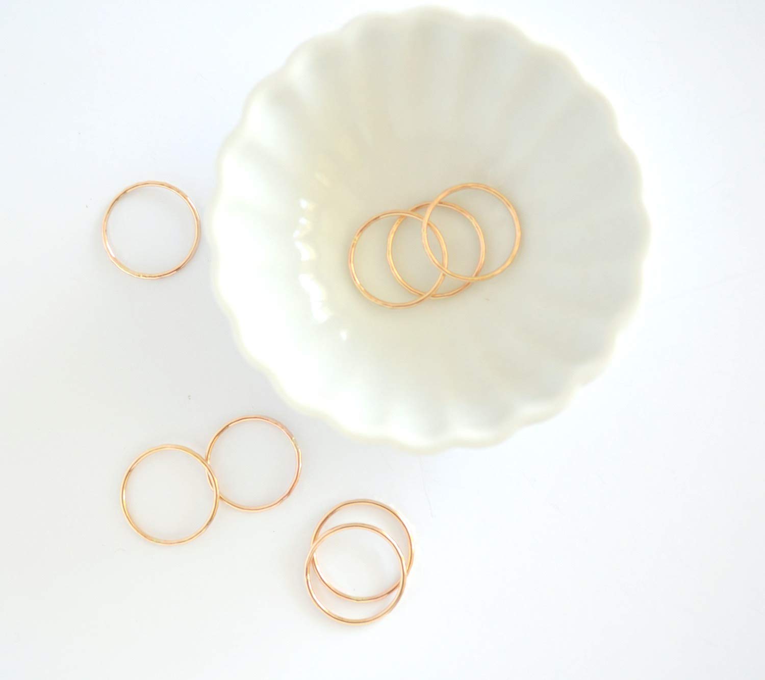 Hammered Gold Ring, Gold Stacking Rings, Minimalist Rings, Skinny Rings for Women (9, Gold Fill)