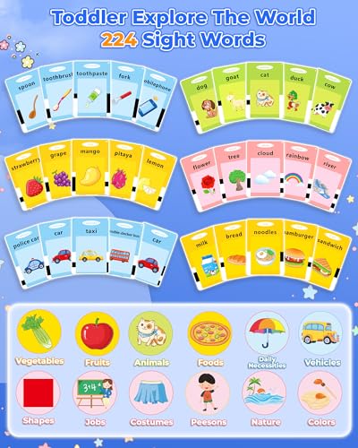 KOKODI Toddler Toys for Boys 2 3 4 5 Year Old Gifts, Speech Therapy Toys, Talking Flash Card 224 Sight Words, Montessori Learning Educational Sensory Toys for Autistic Children Toddler Age 2-5