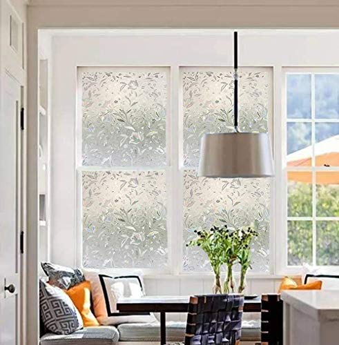 LEMON CLOUD Window Film, Decorative Window Privacy Film, Window Film Privacy Static Cling Frosted, Anti-UV Sun Blocker Heat Control for Home(Grayish Black, 35.4 x 157.4 inches)