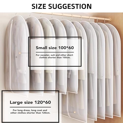 Maylmc 20 Pack Small Size Clear Garment Bags for Hanging Clothes with Full Zipper for Closet Storage, Clothes Cover For Hanging, Wardrobe Bags for Hanging Clothes.(100 x 60CMx 10P)