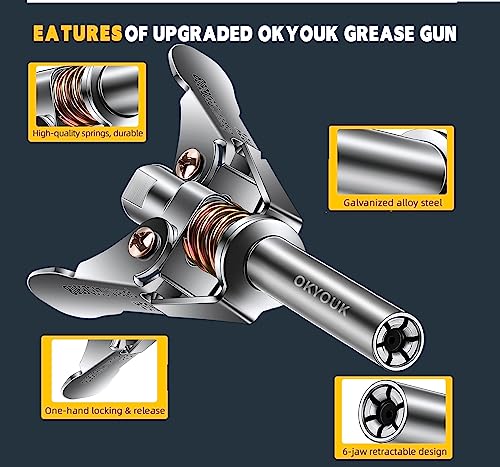 OKYOUK 2Pcs World's Smallest Grease Gun Coupler (Only 0.53 "), with Zerk Cleaning Tool, High Pressure Quick Release Grease Tips,Fit All 1/8" NPT Manual/Electric Grease Gun