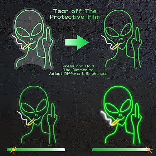 HAJAE Alien Cowboy Neon Sign, Dimmable Led Neon Signs for Wall Decor Bedroom Man Cave Game Room Home Bar Party Decor, Led Alien Neon Light for Birthday Christmas Gift (Alien Cowboy)
