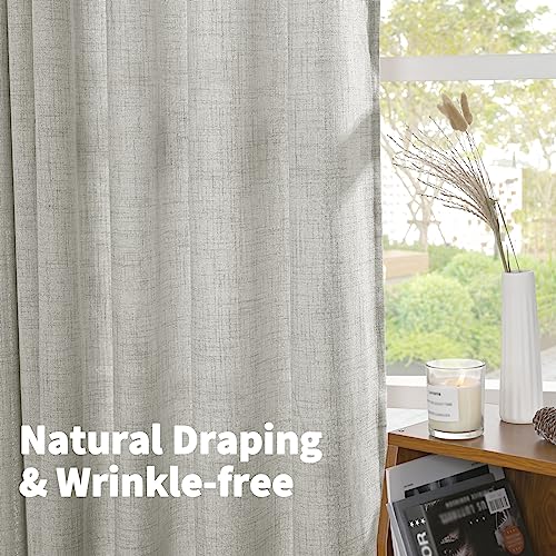 YoungsTex Natural Linen Curtains 84 Inches Long for Bedroom Bronze Grommet Rustic Textured Window Drapes for Living Room Kids Room Divider Light Filtering, 2 Panels, 42 X 84 Inch