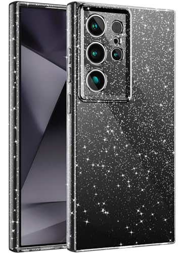 CUZMIGO Samsung Galaxy S24 Ultra Case for Women, Cute Neon Bright Color, Glitter Bling Thin Slim Shockproof Silicone Sparkly Case, Soft TPU Phone Case for Women and Girls, Black