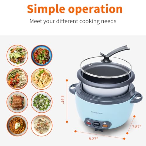 Small Rice Cooker 3 Cup Blue Portable Cook Rice and Automatic keep-Warm,Non Stick Pot,This Mini Rice Cooker is a Great Gift for College Students