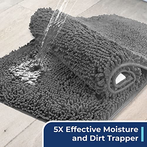 Muddy Mat Chenille Bathroom Rugs Quick Dry Microfiber Mats Non Slip Washable, Extra Thick, Soft and Highly Absorbent Bath Mats for Bathroom, Kitchen, and Shower Floor - Atlantic Blue Small 28"X18"