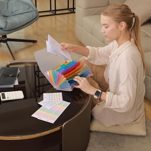 SKYDUE Receipt Coupon Organizer Holder, 2 Packs 13 Pockets Small Accordion File Organizer, Mini Expanding File Folder for Small Business, 10 * 5.5 Inches