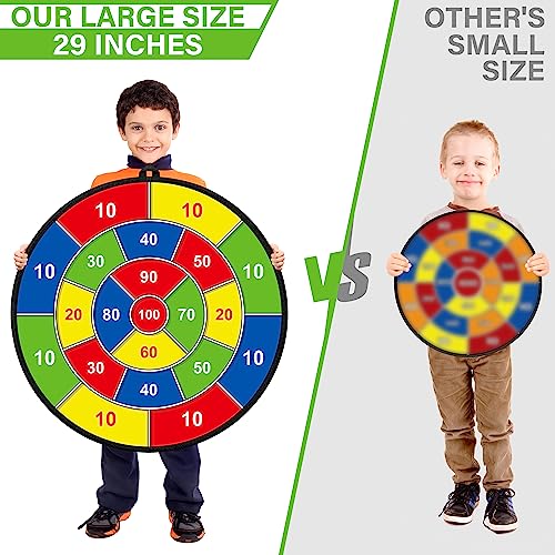 29" Large Dart Board for Kids, Kids Double-Sided Dart Board with Sticky Balls and Darts, Indoor/Outdoor Sport Fun Party Play Game Toys, Gifts for 3 4 5 6 7 8 9 10 11 12 Year Old Boys Girls