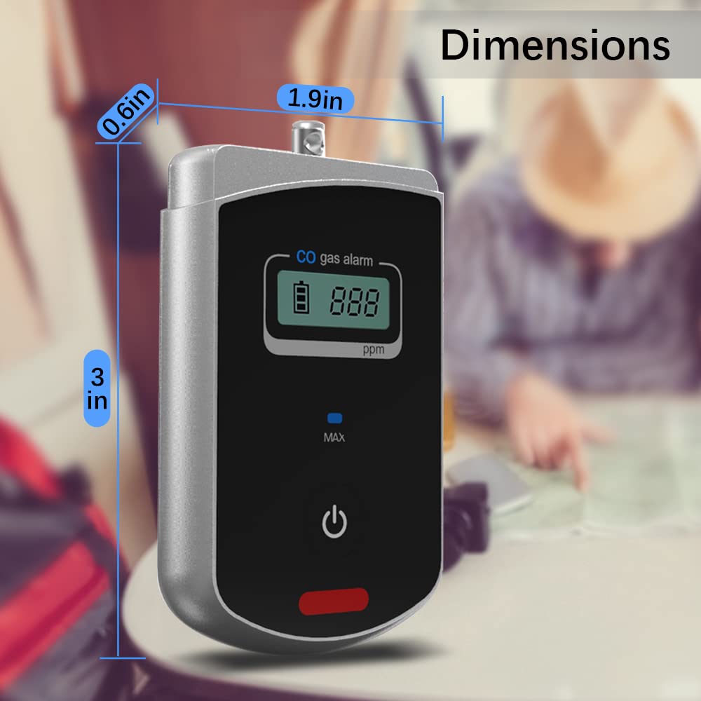 GZAIR Carbon Monoxide CO Detector, Car, RV, Aircraft, Boat, Bus, Truck, Vehicle Automotive CO Gas Alarm, Portable CO Meter for Travel, Police, Pilots, Drivers, and Campers