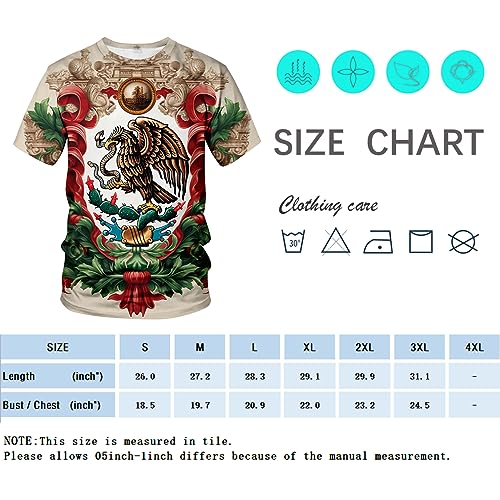 WHNBCW Funny Mexico Eagle T-Shirt Mexican Style Graphic Tee Shirt,Beige,M