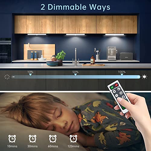 Lightbiz LED Closet Light with Charging Station, 24-LED Dimmer Motion Sensor Under Cabinet Light Wireless Stick-Anywhere with Remote for Stairs,Kitchen,Hallway (3 Pcs)