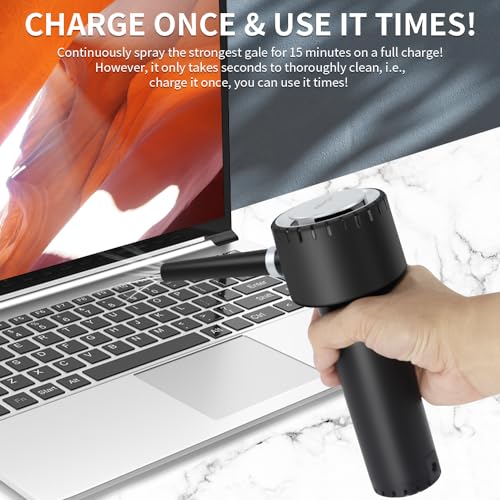 Compressed Air Duster, Electronic Air Duster, Portable 45000 RPM Cordless Dust Blower, 6000mAh Battery Air Can Duster, Powerful Computer Keyboard Cleaning Air Spray, Rechargeable Electric Canned Air