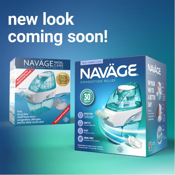 Navage Starter Bundle - Navage Nasal Irrigation System - Saline Nasal Rinse Kit with 1 Navage Nose Cleaner and 30 Salt Pods