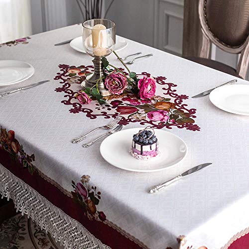 ARTABLE Lace Table Cloths Rectangle Fall Antique Flower Decor Macrame Tablecloth for Outdoor Farmhouse Rustic Kitchen Party Birthday Picnic (Stone Gray-A, 52 x 70 Inch)
