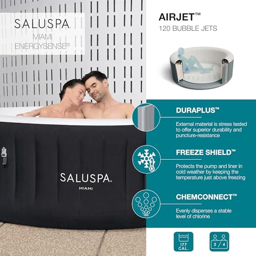 Bestway SaluSpa Barbados AirJet Inflatable Hot Tub Spa 2-4 Person with EnergySense™ Cover