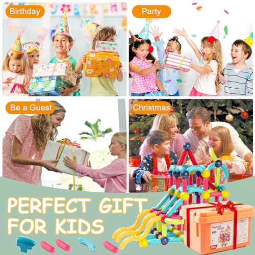 Titrot Magnetic Blocks Kids Toys, Large Magnetic Building Sticks STEM Educational Sensory Toy Preschool Learning Montessori Toys for Toddlers Boys Girls Ages 3-8 with 1 Car