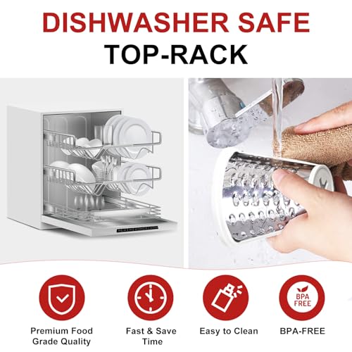 Cheese Slicer Shredder Attachments for KitchenAid Stand Mixers, Food Slicers Cheese Grater Attachment, Salad Maker Accessory Vegetable Chopper with 4 Blades Dishwasher Safe-Upgraded Version