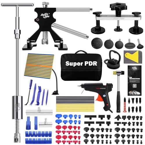 Super PDR Car Dent Puller Body Repair Dent Removal Tools Paintless Dent Removal Kit with Bridge Puller Slide Hammer T-Bar for Car Dent Remover and Motorcycle Surface Repair