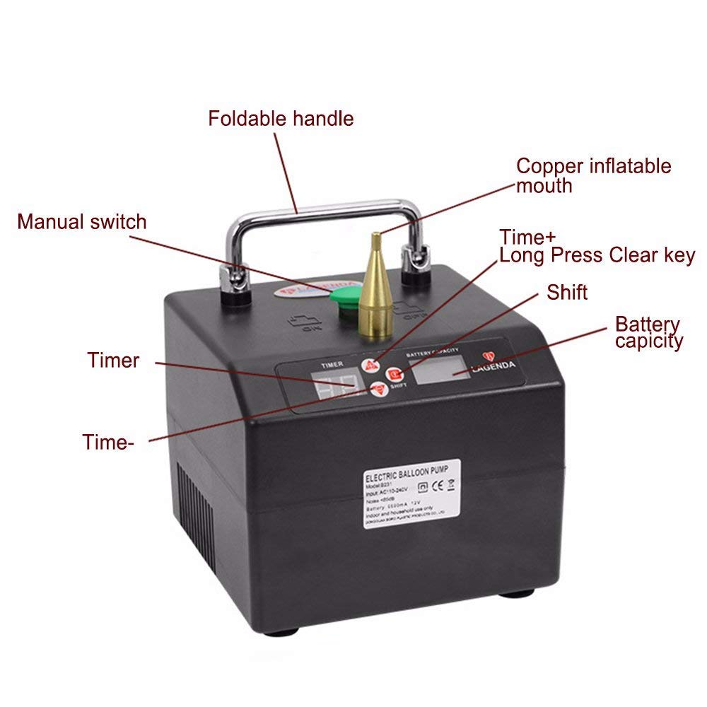 Lagenda B231 Electric Air Inflator Singel Nozzle Digital Timer Electric Balloon Inflator