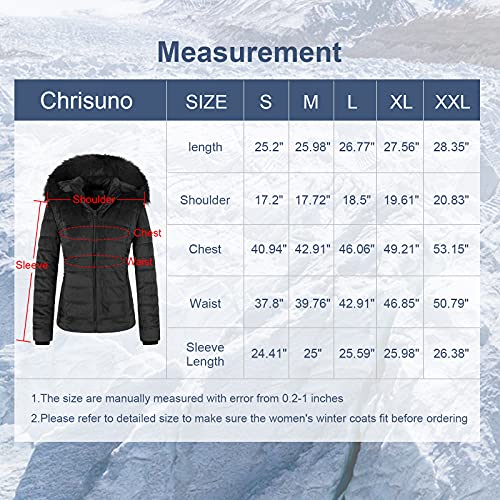 Chrisuno Lady Short Winter Puffer Coat Full Zip Soft Fleece Liner Lightweight Warm Velvet Jackets S Black