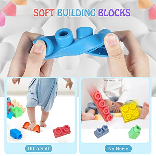 ROHSCE Soft Building Blocks for Toddler, Blocks for Kids 6 Months and up, Large Creative Stacking Blocks 20 PCS STEM Blocks, Toddler Stacking Toy Gifts Colorful Soft Block Sets